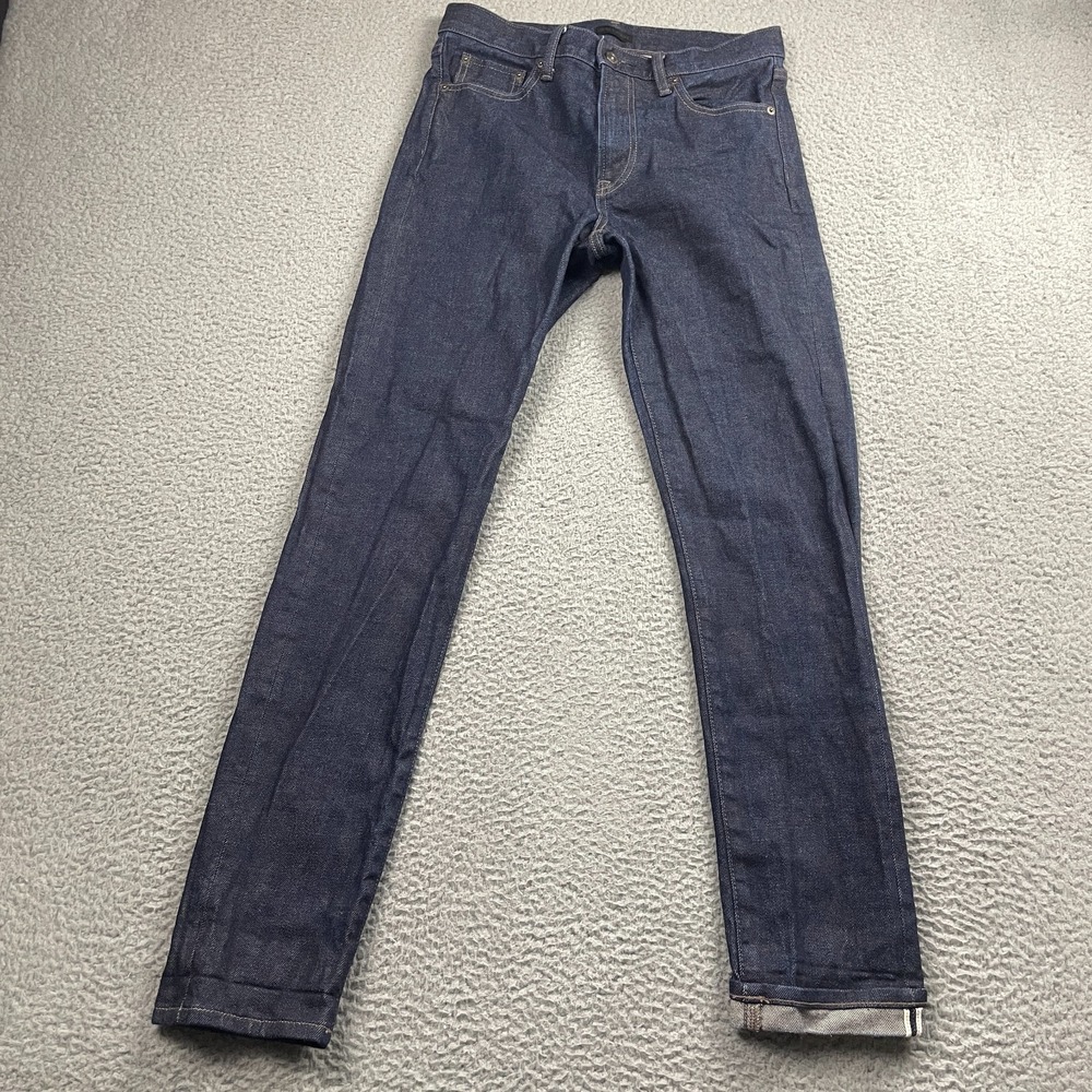 Uniqlo Jeans Mens 29x32 Blue Slim Straight Kaihara Japanese Selvedge Denim
